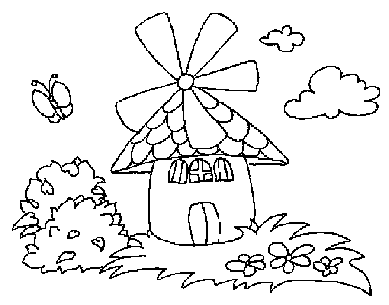 Dibujos para colorear de Molinos de viento, Plantillas para ... Dibujos para colorear de Molinos de viento, Plantillas para ...