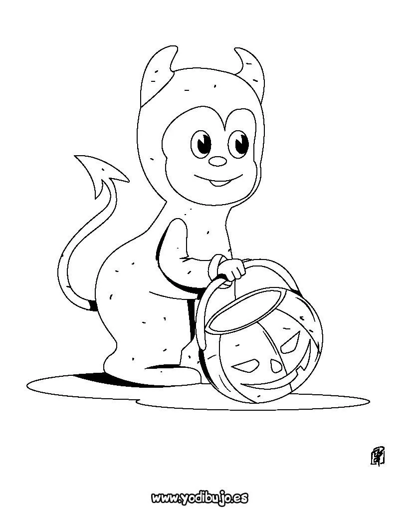 Dibujos para colorear Monstruos, Diablo chiquito de Halloween para ... Dibujos para colorear Monstruos, Diablo chiquito de Halloween para ...