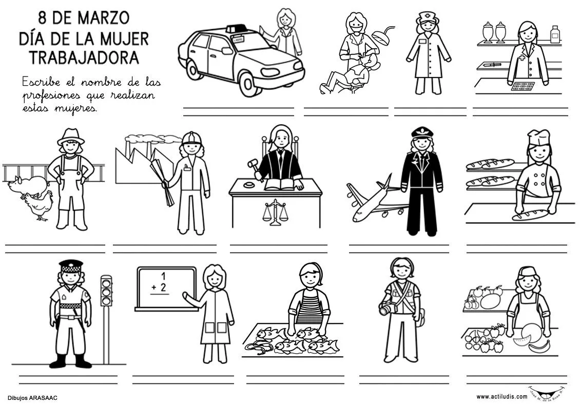 Dibujos para colorear: Día de la mujer trabajadora Dibujos para colorear: Día de la mujer trabajadora