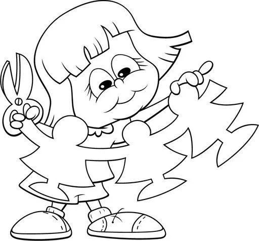 Dibujos para colorear: Niña recortando para colorear Dibujos para colorear: Niña recortando para colorear