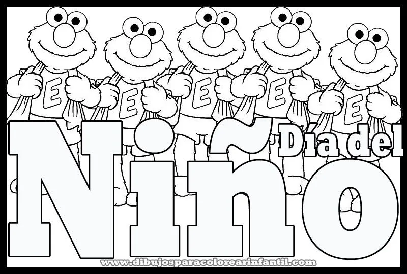 Dibujo de Plaza Sesamo del dia del niño para colorear ~ Dibujos ... Dibujo de Plaza Sesamo del dia del niño para colorear ~ Dibujos ...
