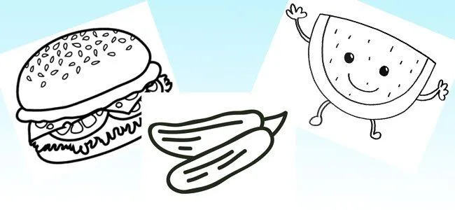 Dibujos para colorear con niños de comidas