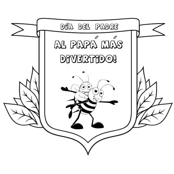 Dibujos para colorear con niños. Medalla al papá divertido