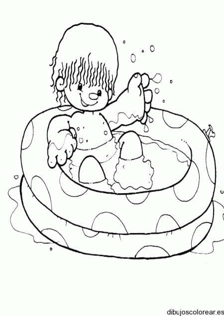 Imagenes de niños en piscina para colorear - Imagui