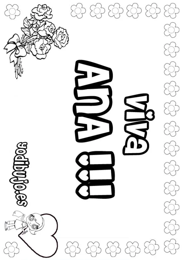 Dibujos para colorear NOMBRES NIÑAS, ANA para imprimir Dibujos para colorear NOMBRES NIÑAS, ANA para imprimir