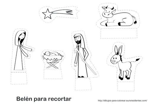 Dibujos para Colorear: Belén de Navidad para colorear y recortar