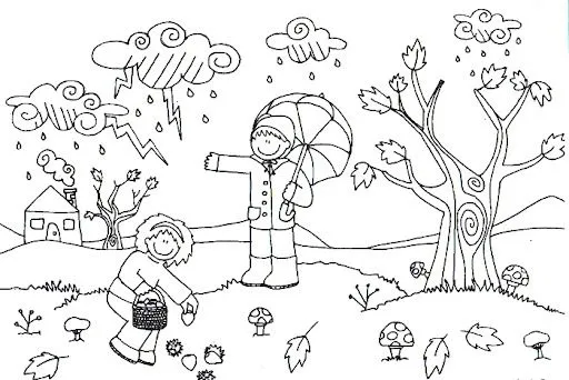 DIBUJOS PARA COLOREAR EL OTOÑO | Dibujos para colorear