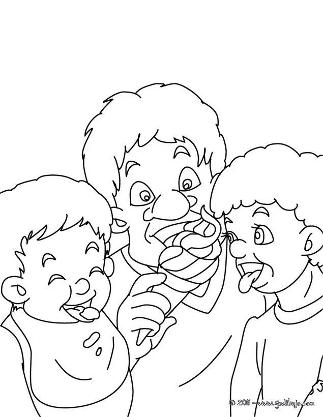Dibujos para colorear DIA DEL PADRE, papa comiendo un helado con ...
