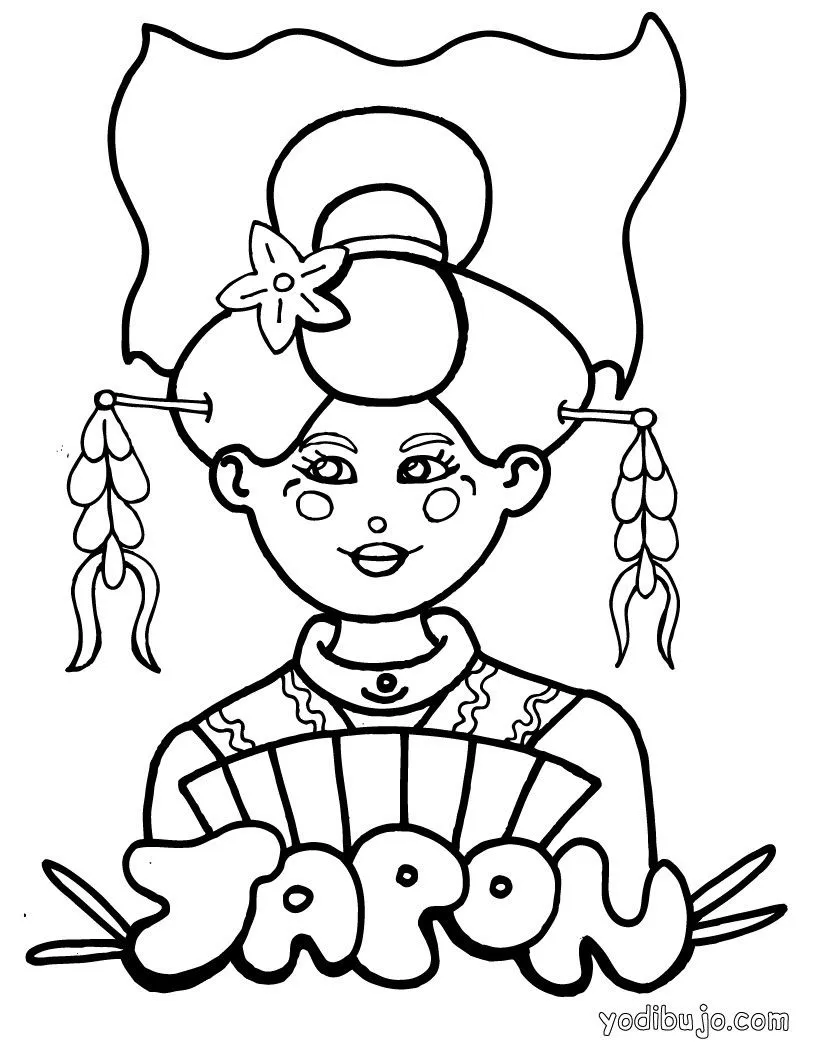 Dibujos para colorear los PAISES, JAPON para imprimir