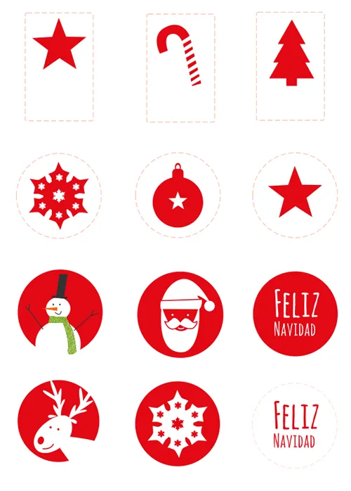 Dibujos para Colorear: Pegatinas de Navidad imprimibles