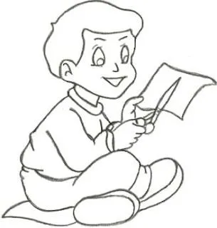 DIBUJOS PARA COLOREAR PINTAR IMAGENES: DIBUJO DE UN NIÑO CORTANDO ...
