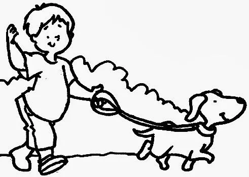 DIBUJOS PARA COLOREAR PINTAR IMAGENES: NIÑO PASEANDO A SU PERRO ... DIBUJOS PARA COLOREAR PINTAR IMAGENES: NIÑO PASEANDO A SU PERRO ...