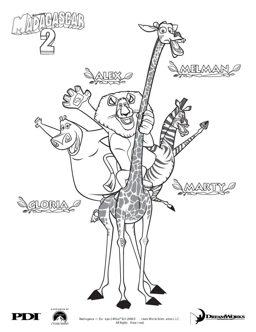 Dibujos para colorear y pintar MADAGASCAR - Madagascar 2
