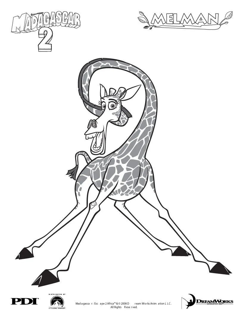 Dibujos para colorear y pintar MADAGASCAR - Melman