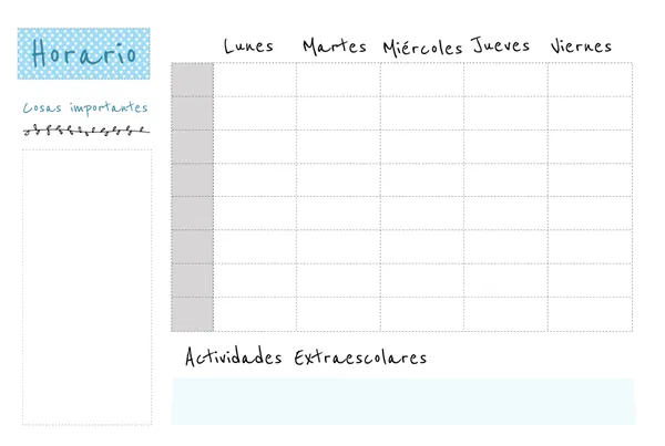 Dibujos para Colorear: Plantilla de horario semanal