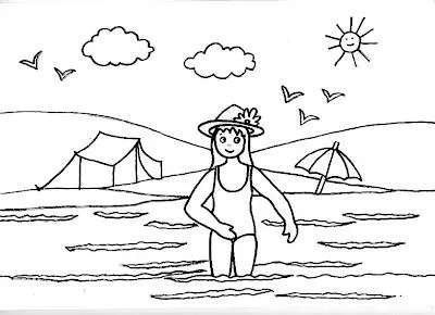 Dibujos para colorear de niños en la playa - Imagui