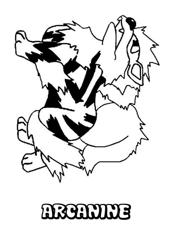 Dibujos para colorear POKEMON FUEGO, Pokemon Arcanine para imprimir