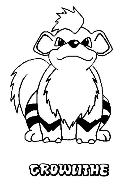 Dibujos para colorear POKEMON FUEGO, Pokemon Growlithe para imprimir