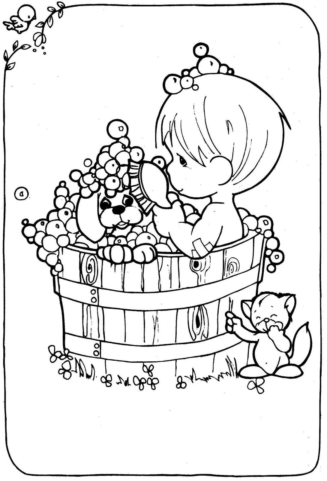 Dibujo de Niño bañandose de Los Preciosos Momentos para colorear Dibujo de Niño bañandose de Los Preciosos Momentos para colorear