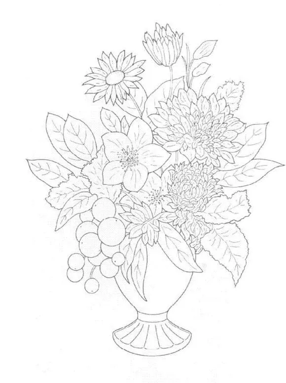 Dibujos para colorear de Ramos de flores, Plantillas para colorear ...