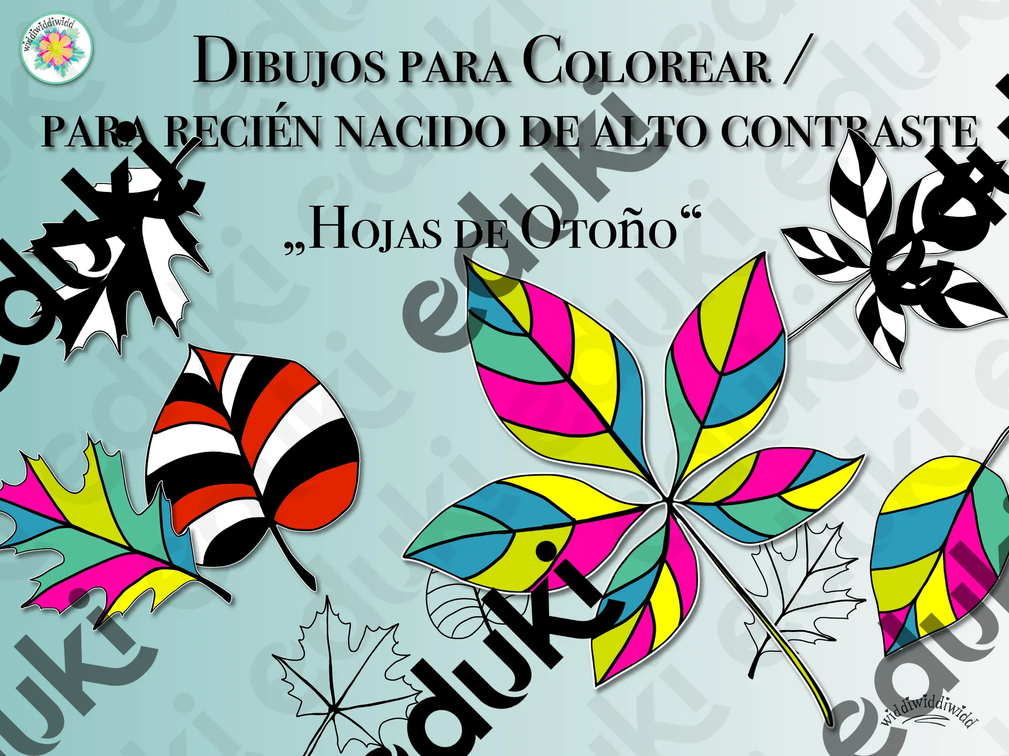 Dibujos para Colorear / para recién nacido de alto contraste „Hojas de  otoño“ - material didáctico de las asignaturas Material interdisciplinario  & Educación Artística / Artes