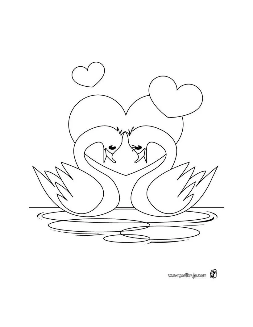 Dibujos para colorear SAN VALENTIN - Cisnes Amor puro Dibujos para colorear SAN VALENTIN - Cisnes Amor puro