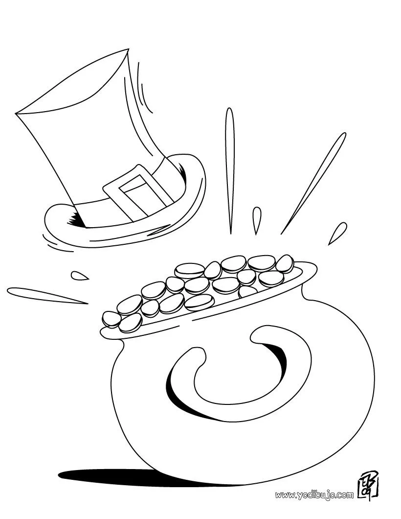 Dibujos para colorear SAN PATRICIO, Sombrero y Olla de Oro para ... Dibujos para colorear SAN PATRICIO, Sombrero y Olla de Oro para ...
