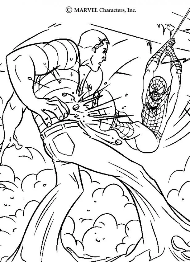 Dibujos para colorear SPIDERMAN, Spiderman contra el Hombre arena ...