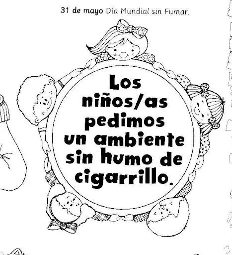 Dibujos para colorear día sin tabaco - Manualidades Infantiles Dibujos para colorear día sin tabaco - Manualidades Infantiles