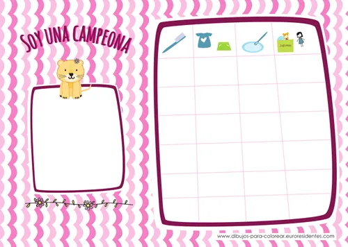 Dibujos para Colorear: Tabla de incentivos para niños