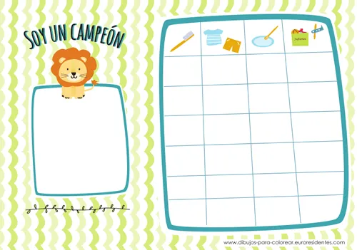 Dibujos para Colorear: Tabla de incentivos para niños Dibujos para Colorear: Tabla de incentivos para niños