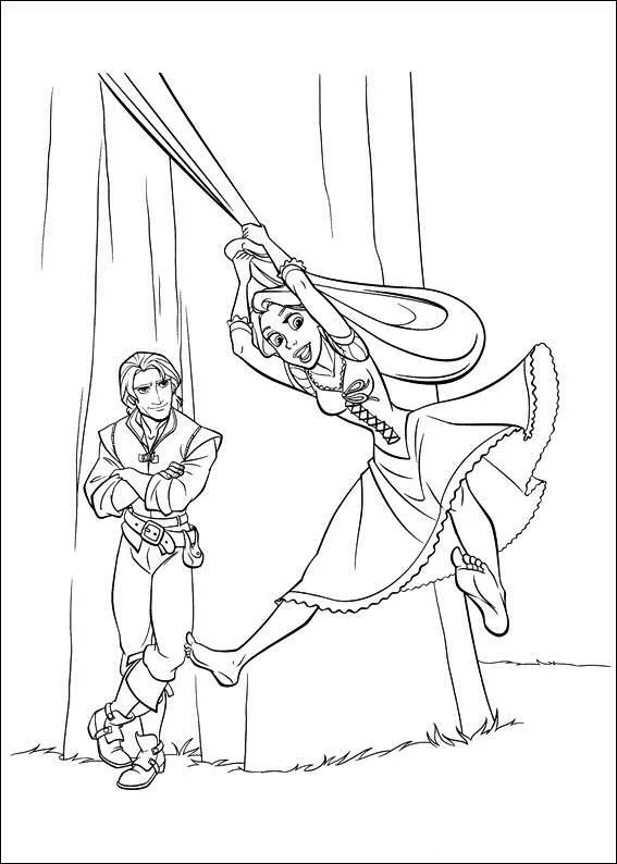 DIBUJOS PARA COLOREAR DE TANGLED,ENREDADOS:RAPUNZEL SALTANDO DE LA ...