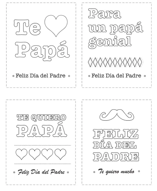 Dibujos para Colorear: Tarjetas del Día del Padre para colorear