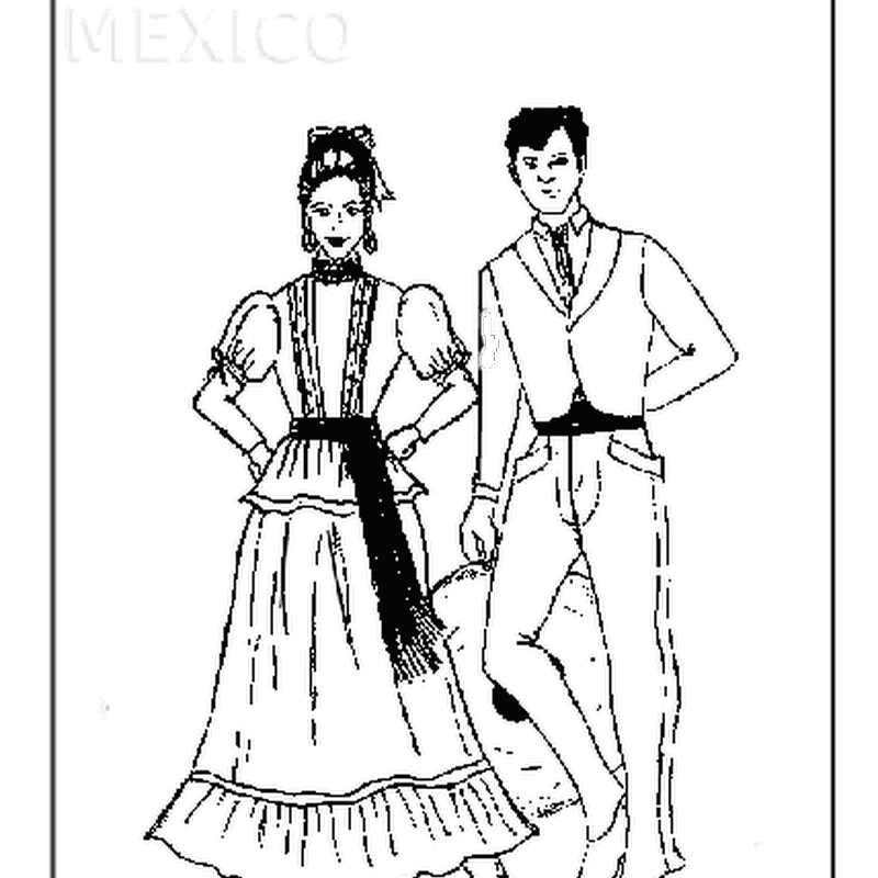 Dibujos para colorear trajes típicos mexicanos - Jugar y Colorear