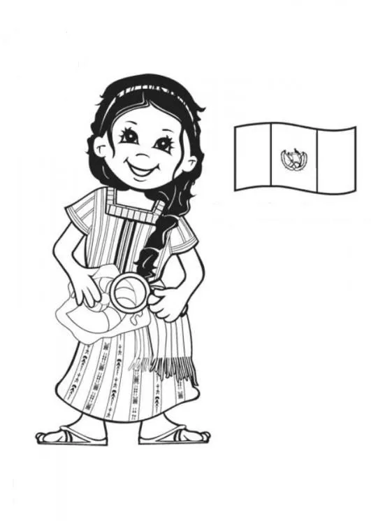 Dibujo de Niña de Guatemala para colorear ~ Dibujos para Colorear ...