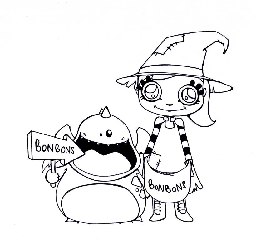 Dibujos para colorear TRICK OR TREAT - Colecta de caramelos Dibujos para colorear TRICK OR TREAT - Colecta de caramelos