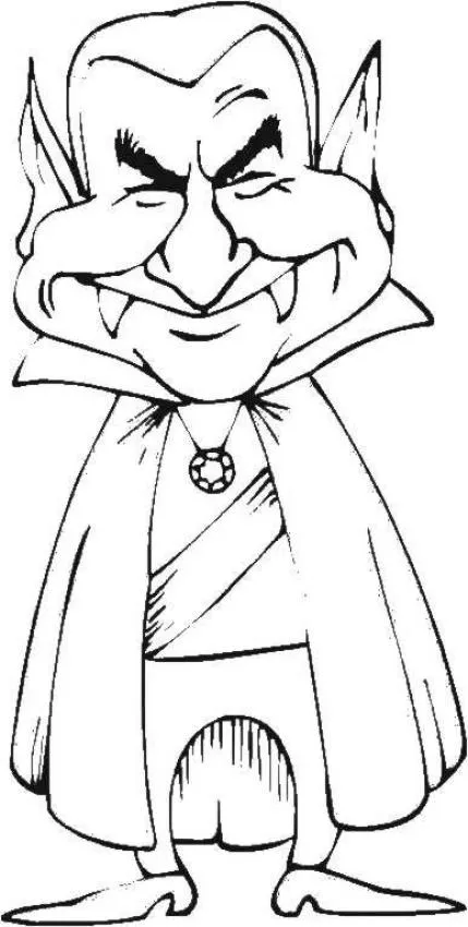 Dibujos para colorear VAMPIRO HALLOWEEN, Dracula feliz para imprimir