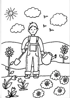 Dibujos para colorear varios: Dibujo de un joven haciendo tareas ...