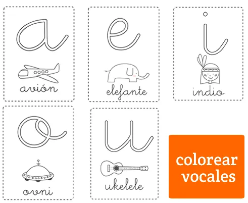 Dibujos para Colorear: Vocales para colorear minúsculas