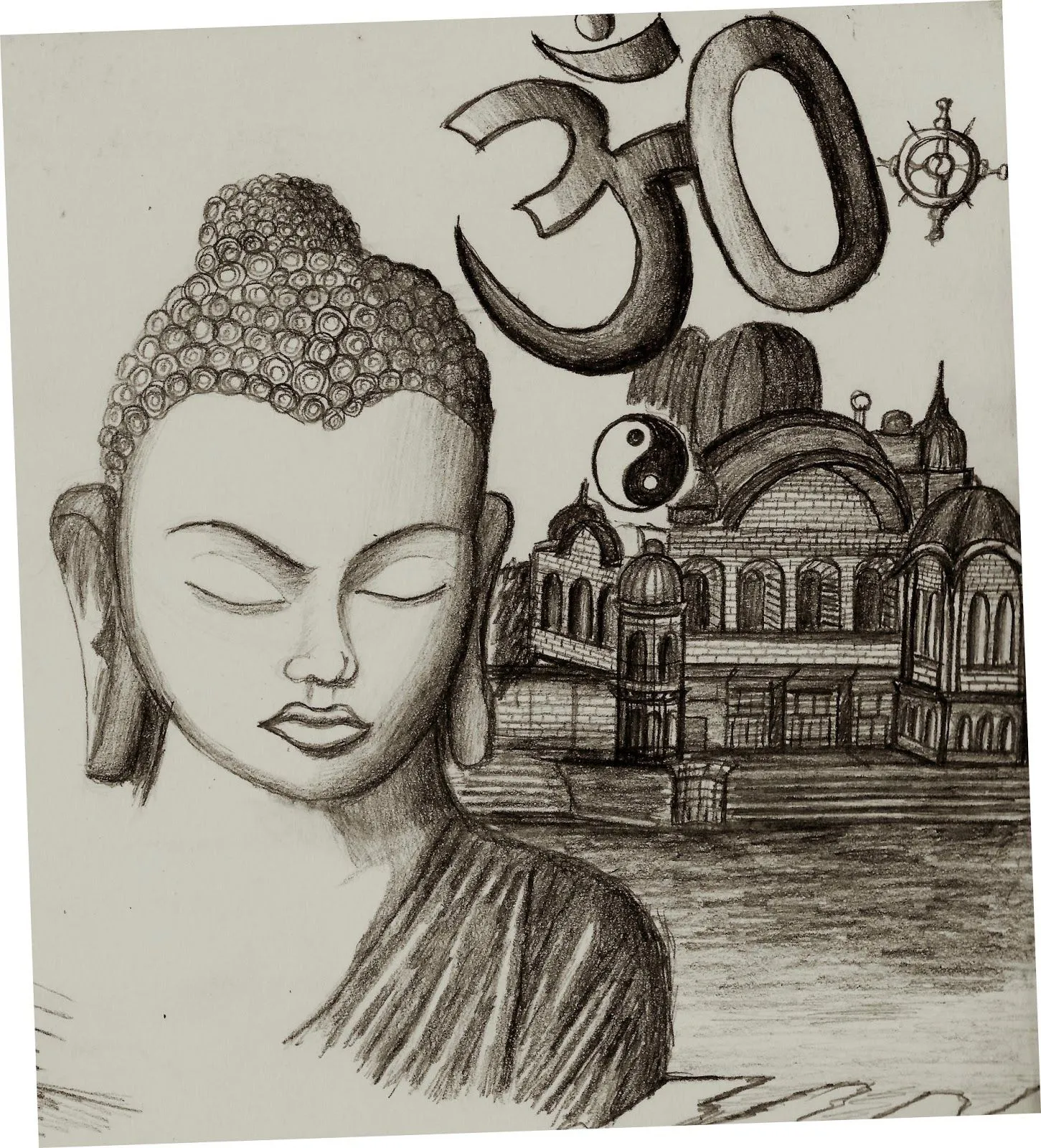 Dibujos complejos y sencillos.: Dibujo con portaminas de Buda ... Dibujos complejos y sencillos.: Dibujo con portaminas de Buda ...