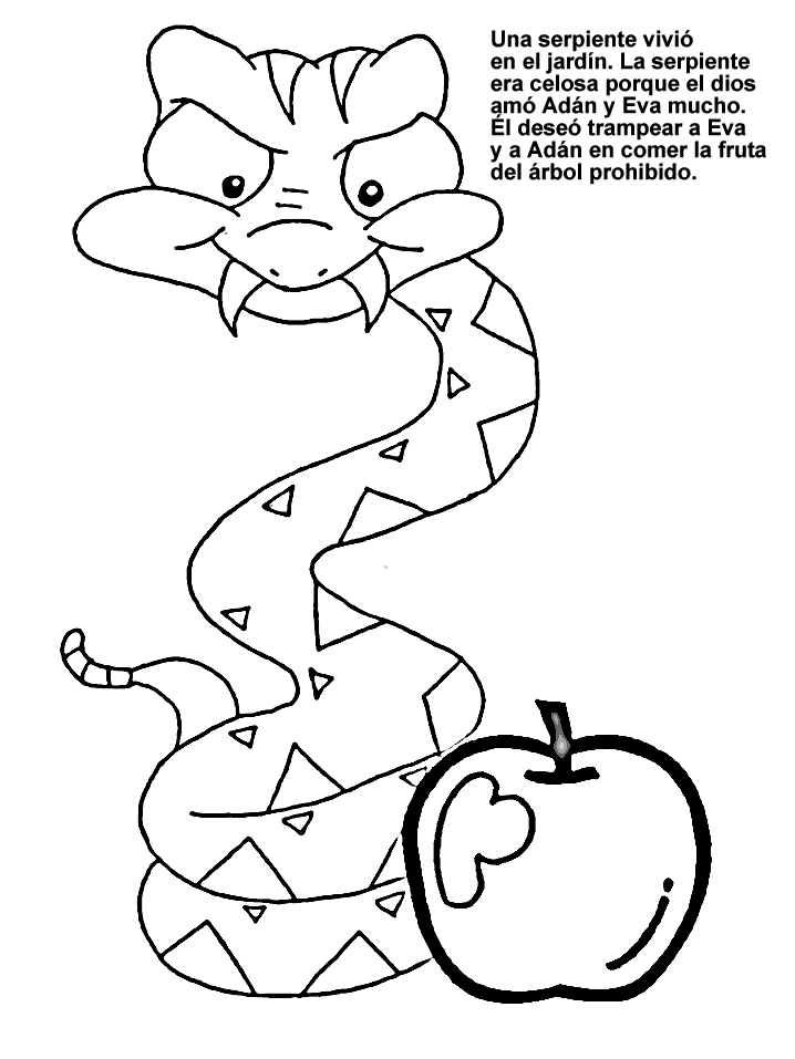 Dibujos Cristianos: Dibujo de La Serpiente del Edén para colorear ... Dibujos Cristianos: Dibujo de La Serpiente del Edén para colorear ...