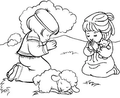 Dibujos Cristianos Para Colorear: Niños orando para colorear Dibujos Cristianos Para Colorear: Niños orando para colorear