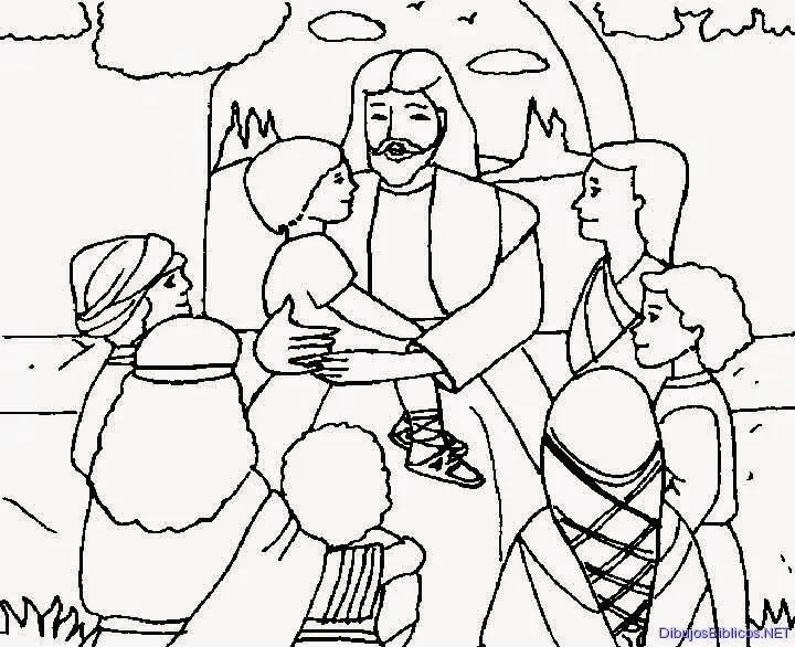 Dibujos cristianos: Jesus ora por los niños para colorear ...
