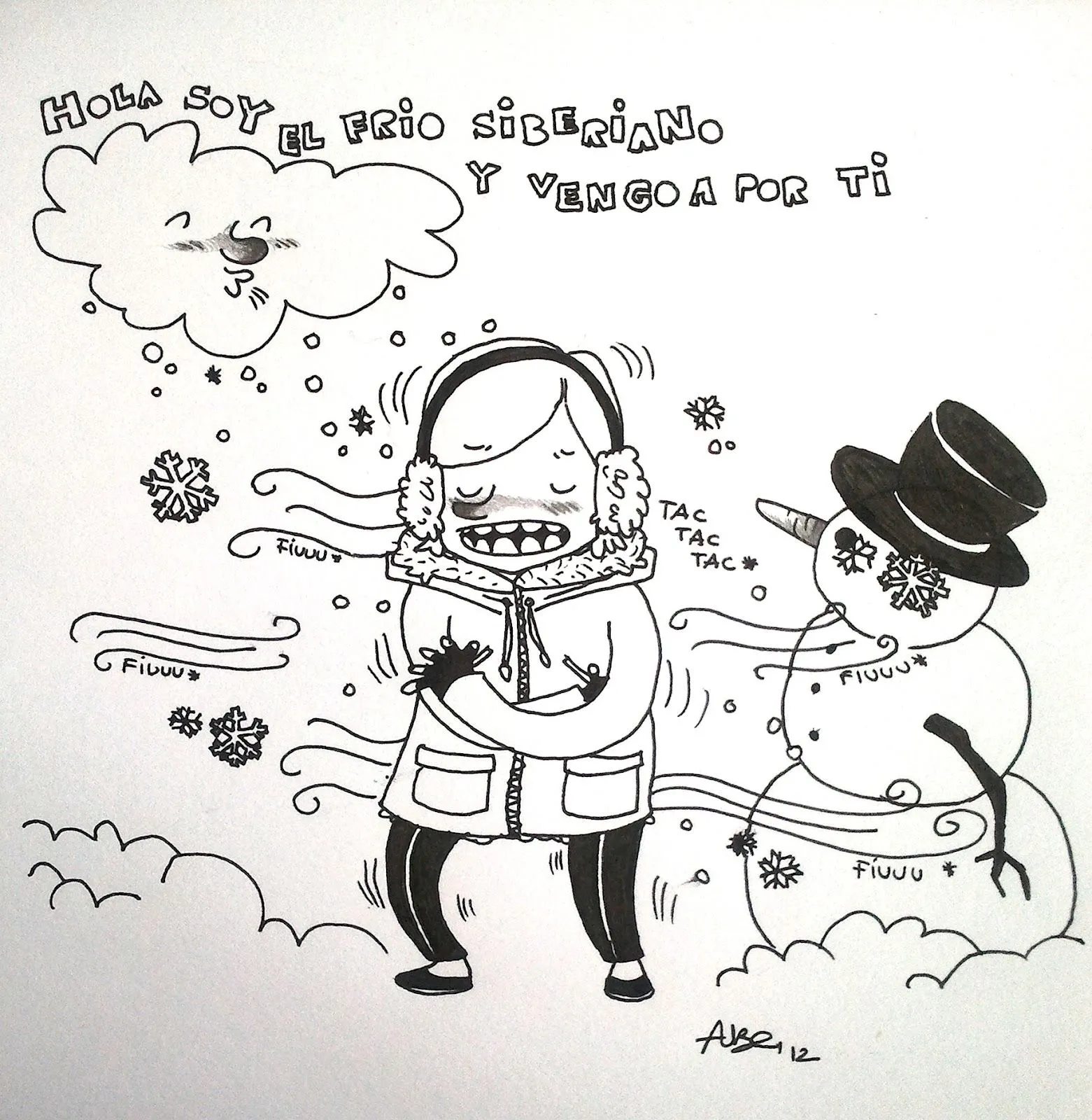 Dibujos en un cuaderno: Maldito frío