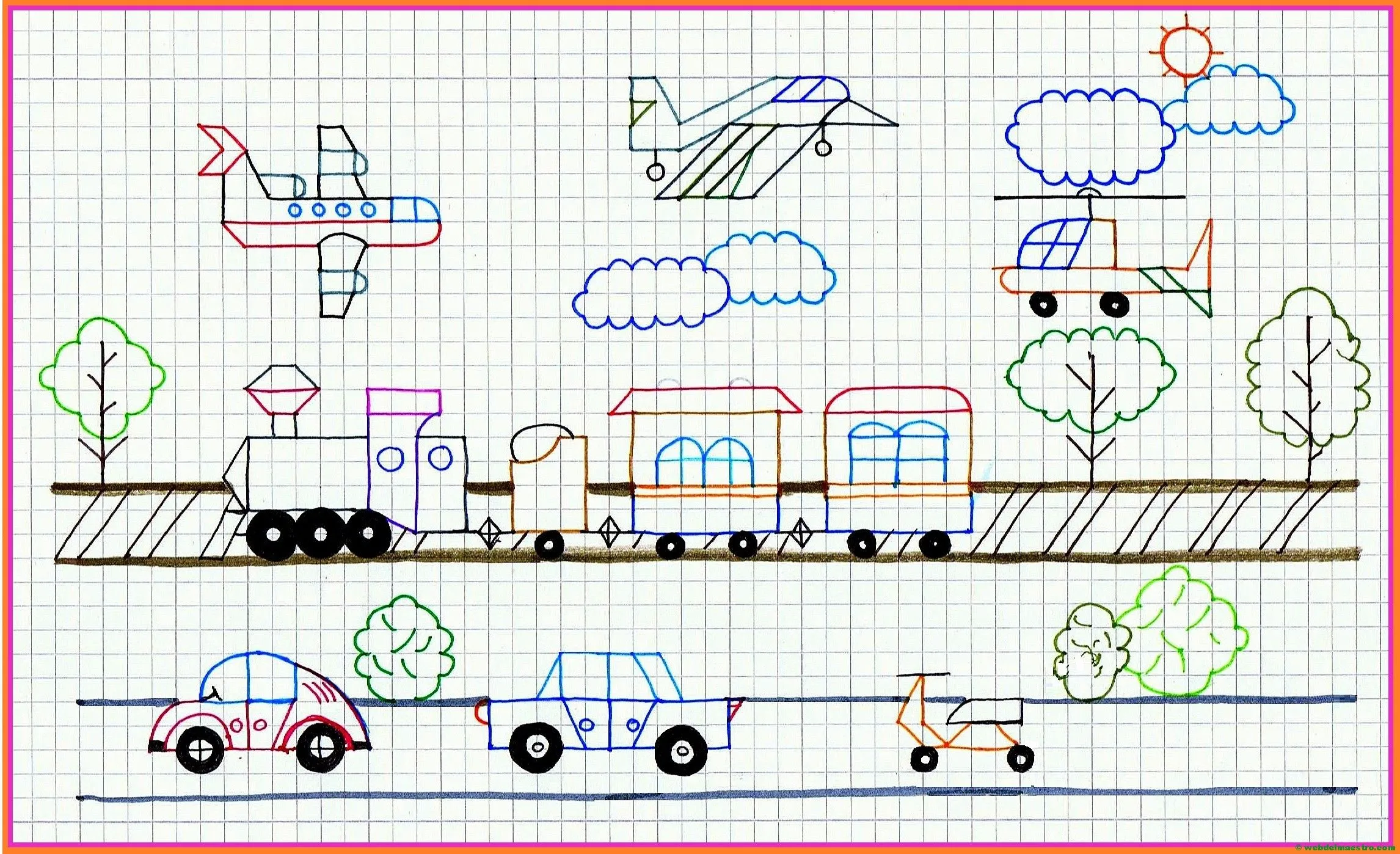 Dibujos en cuadrícula en color y para colorear - Web del maestro Dibujos en cuadrícula en color y para colorear - Web del maestro