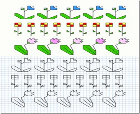 Dibujos en cuadrícula empleando diferentes tipos de líneas ...