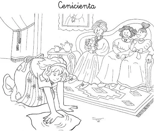 DIBUJOS DEL CUENTO DE LA CENICIENTA PARA IMPRIMIR Y COLOREAR