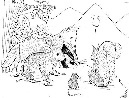 DIBUJOS DEL CUENTO LA MONTAÑA Y LA ARDILLA PARA COLOREAR