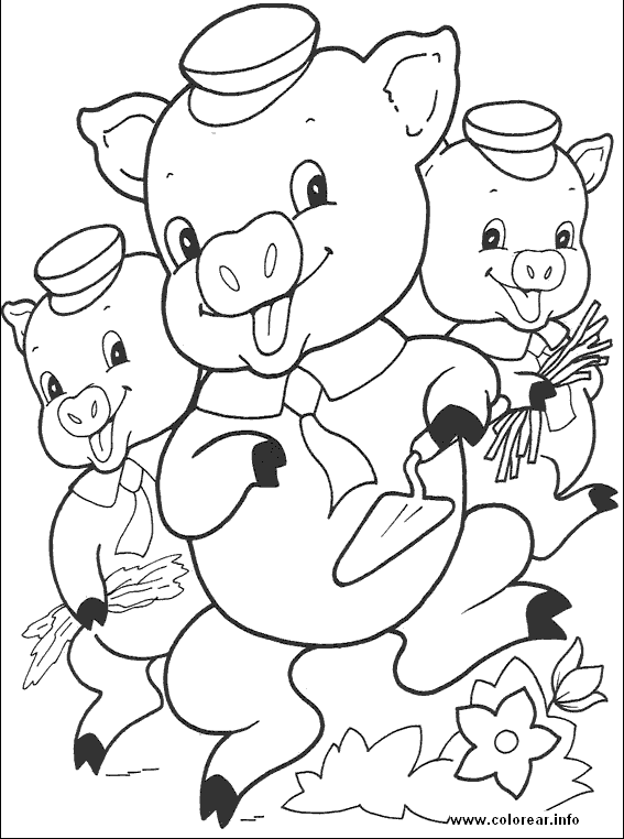 Dibujo de Los tres cerditos 3 para Pintar y Colorear en Línea ... Dibujo de Los tres cerditos 3 para Pintar y Colorear en Línea ...