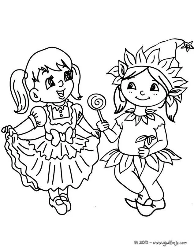 Dibujos de DISFRACES para colorear - Infanta y Elfo Dibujos de DISFRACES para colorear - Infanta y Elfo